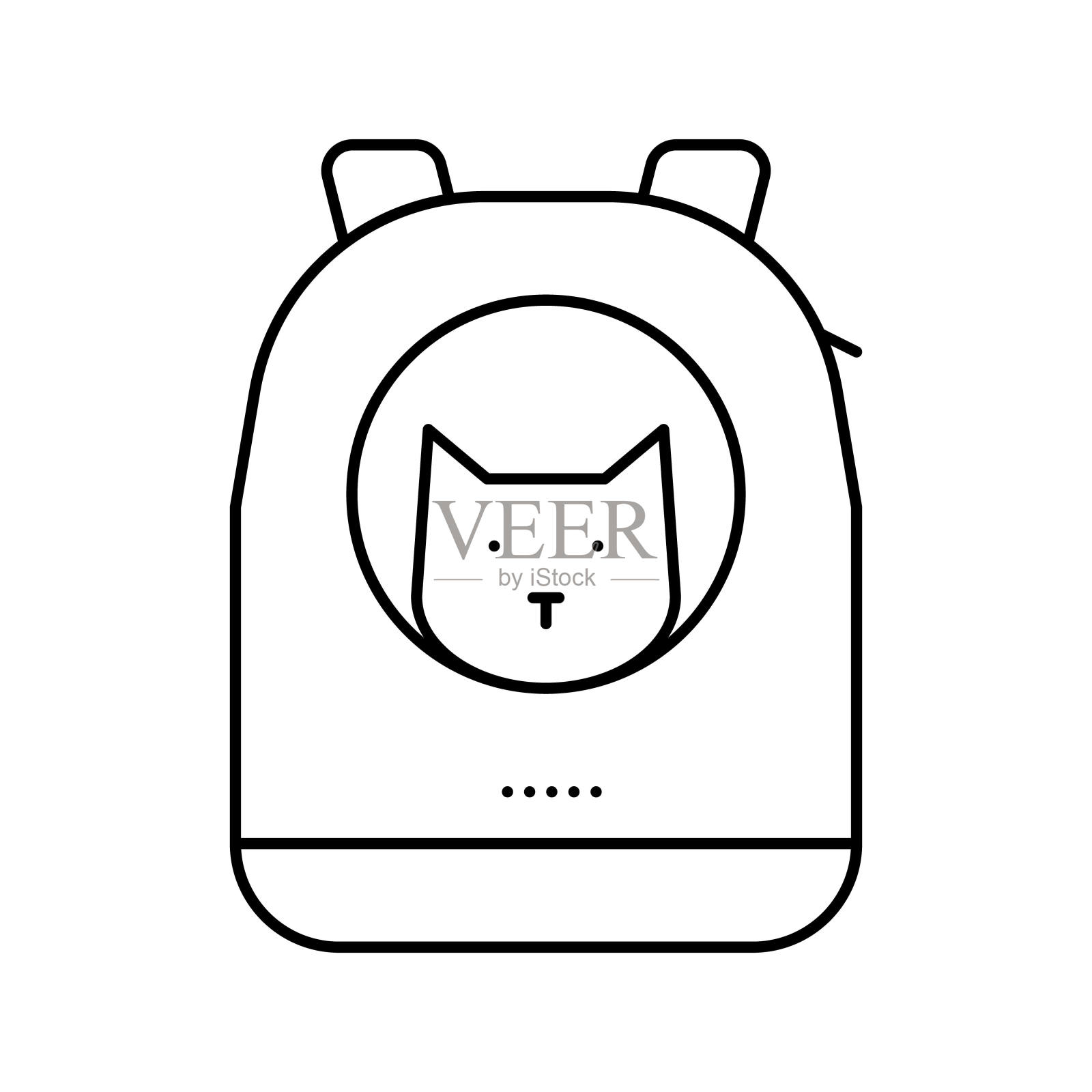 背包猫携带线图标矢量插图插画图片素材
