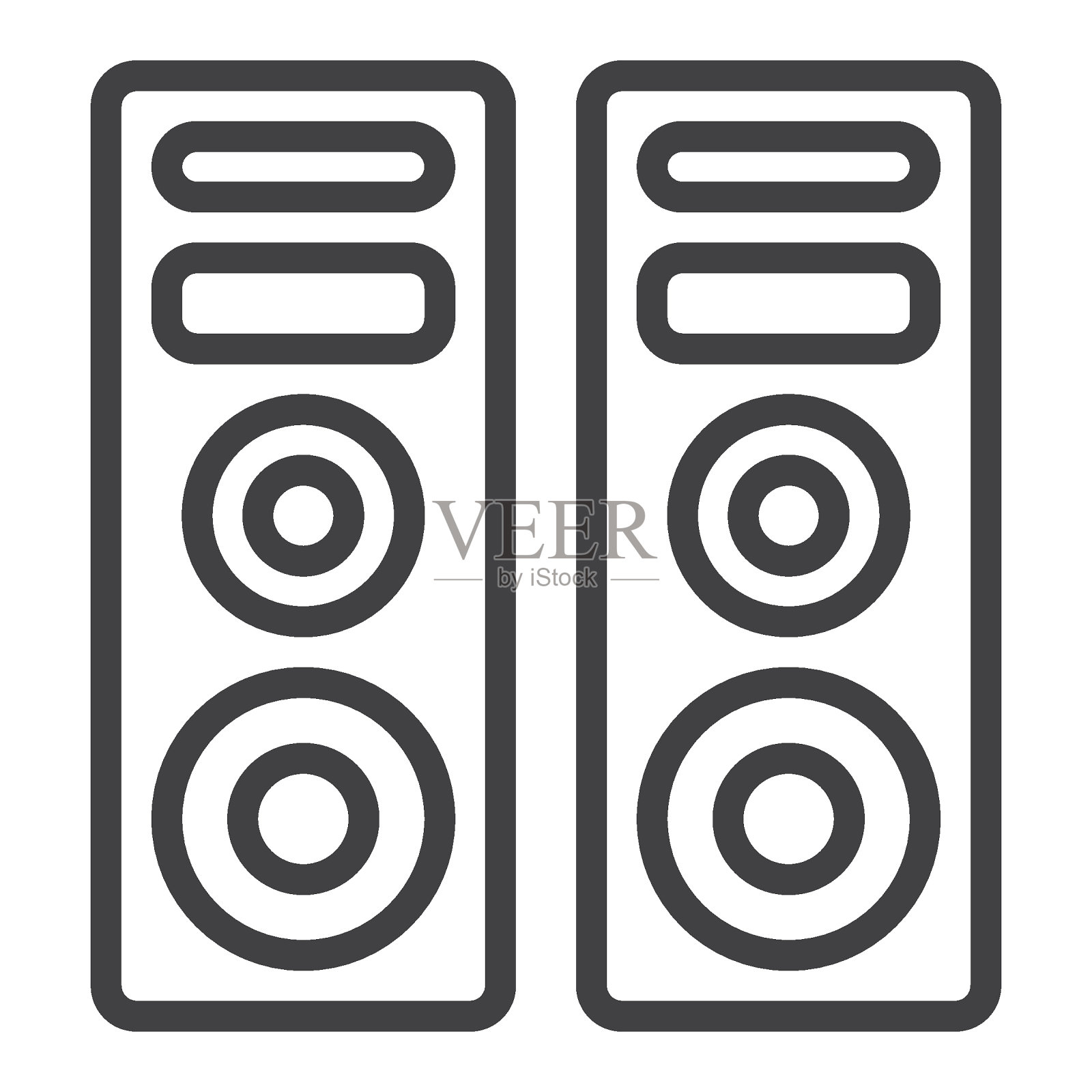 两个音频扬声器线路图标图标素材