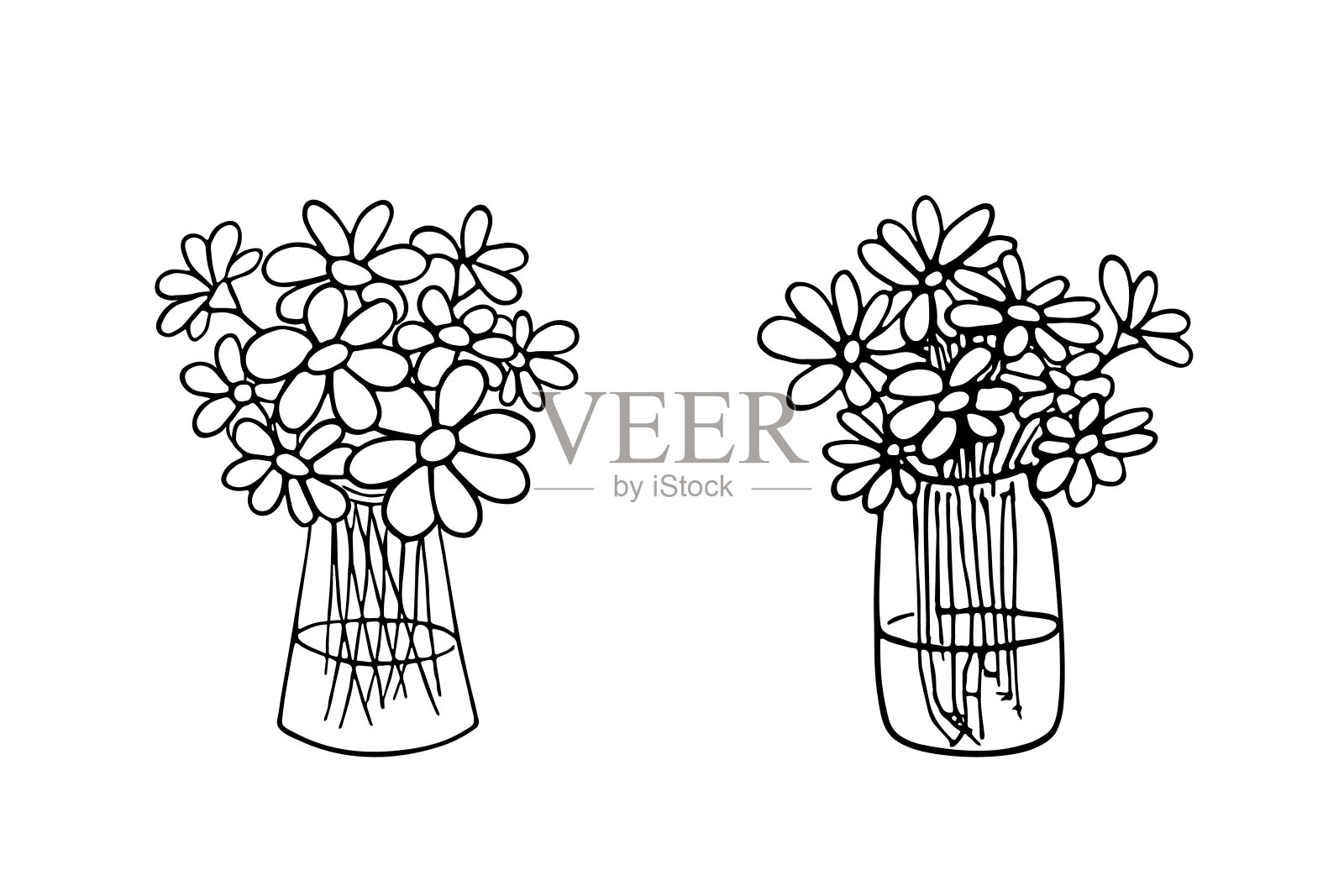 涂鸦花束和画花。花卉素描,素描,静物画。浪漫一束,送节日礼物。植物插图。插画图片素材