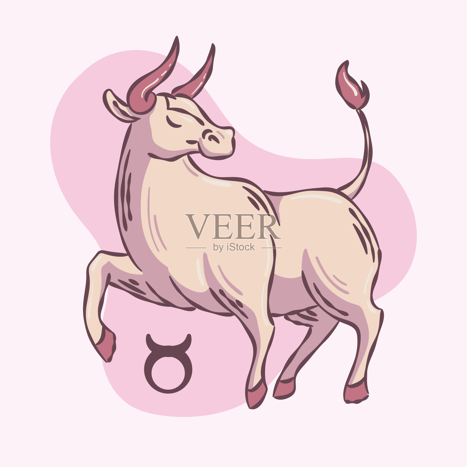 彩色金牛座星座星座素描公牛动物矢量插画图片素材