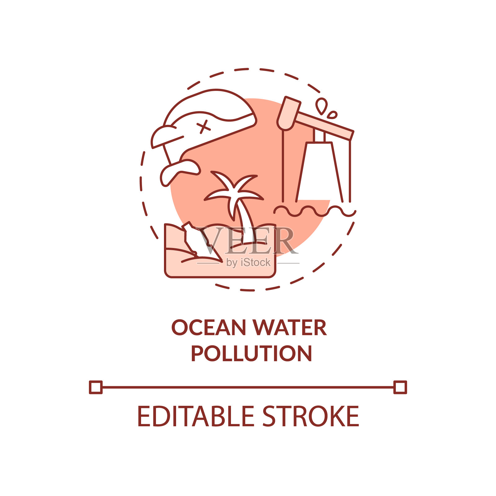 海洋水污染赤陶概念图标插画图片素材