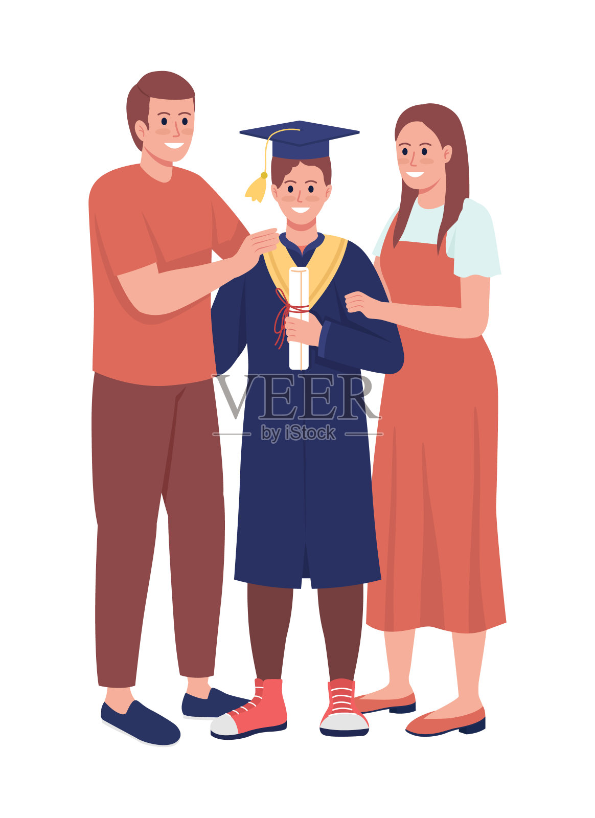 父母和儿子校友半平色向量字符设计元素图片