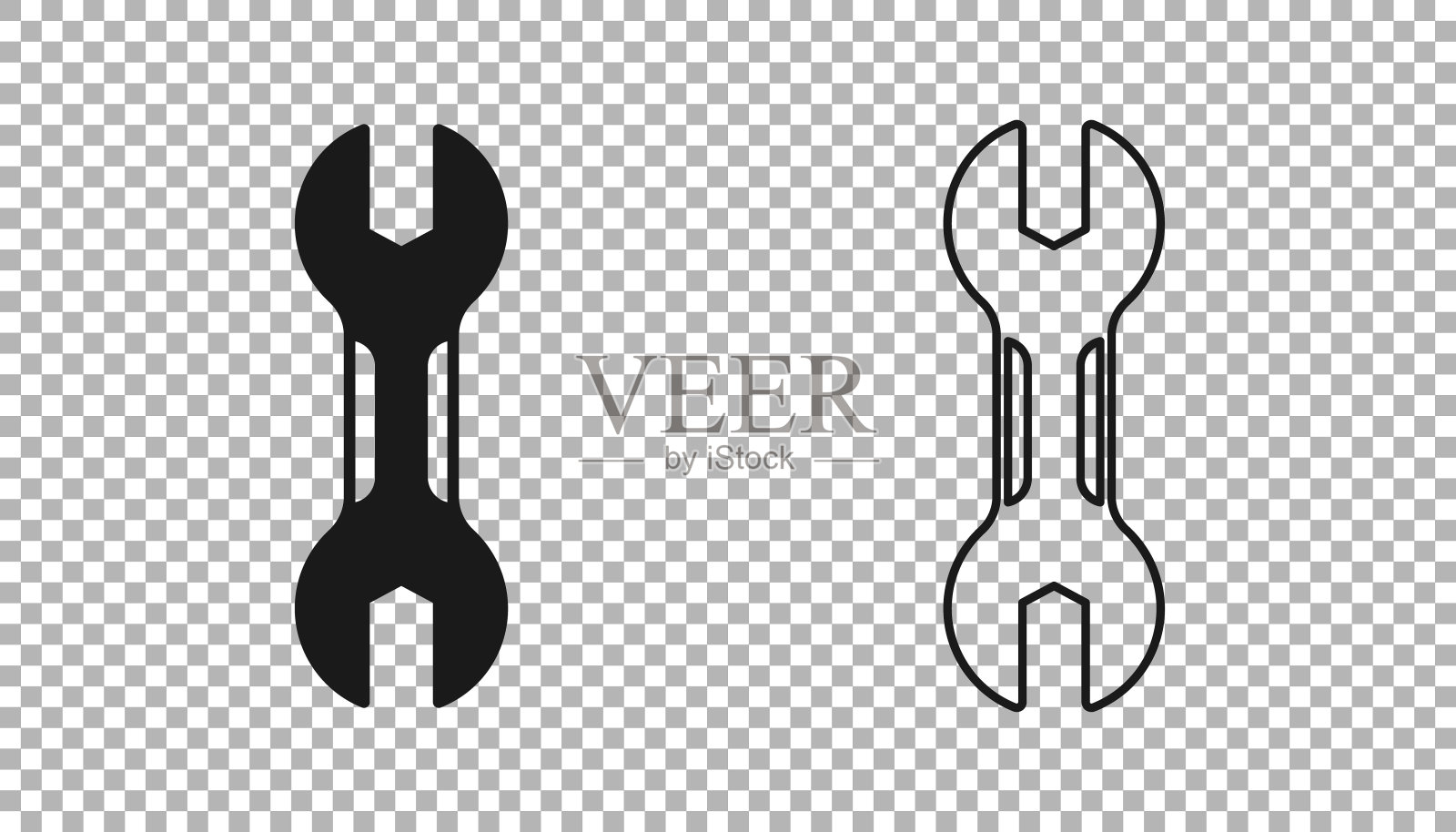 黑色扳手扳手图标孤立在透明背景上。扳手维修工具。服务工具的象征。向量插画图片素材