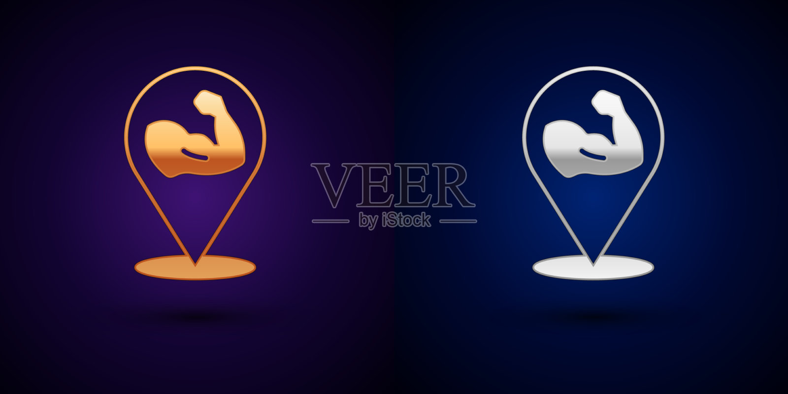 金牌和银牌健美运动员展示他的肌肉插画图片素材