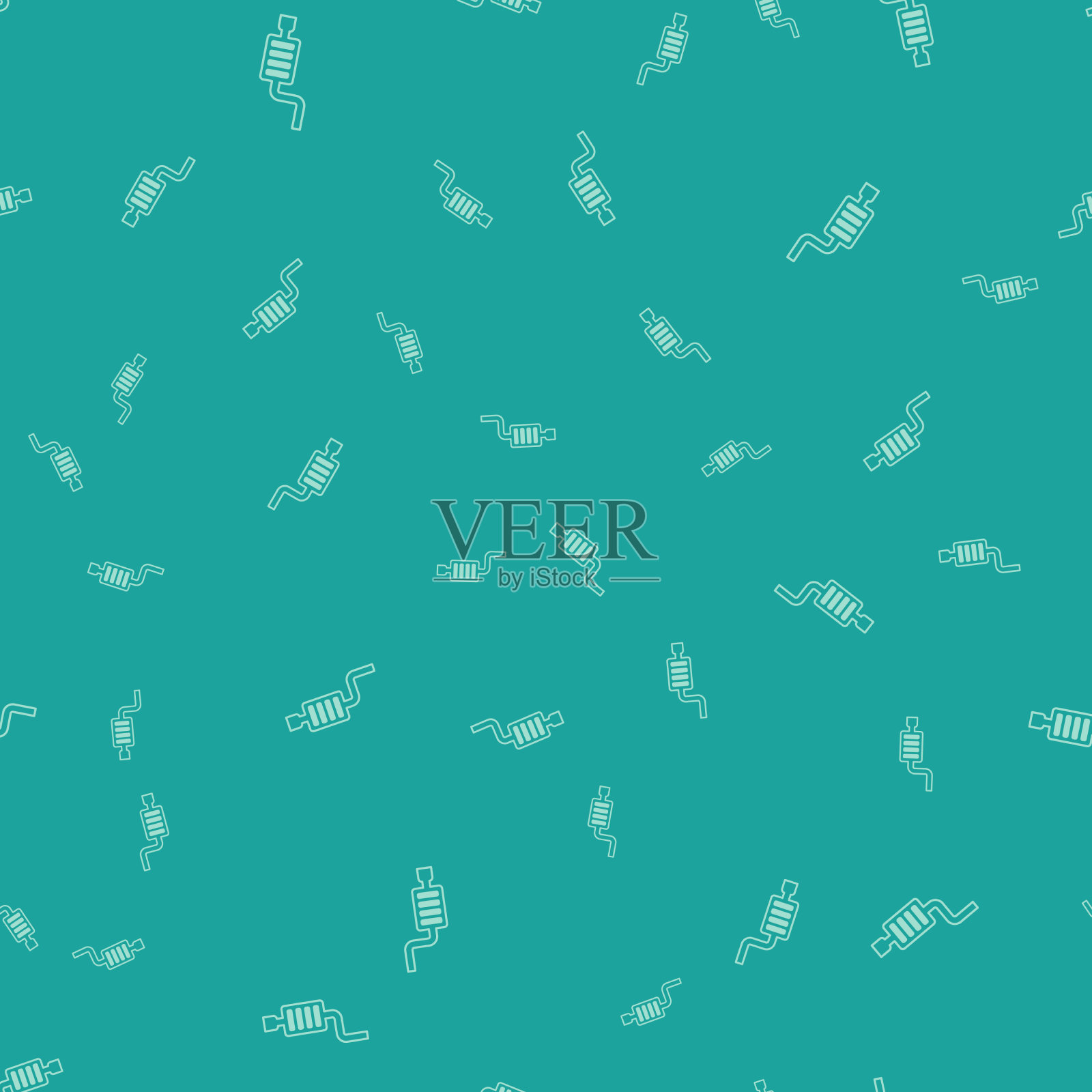 绿色汽车消声器图标孤立无缝模式插画图片素材