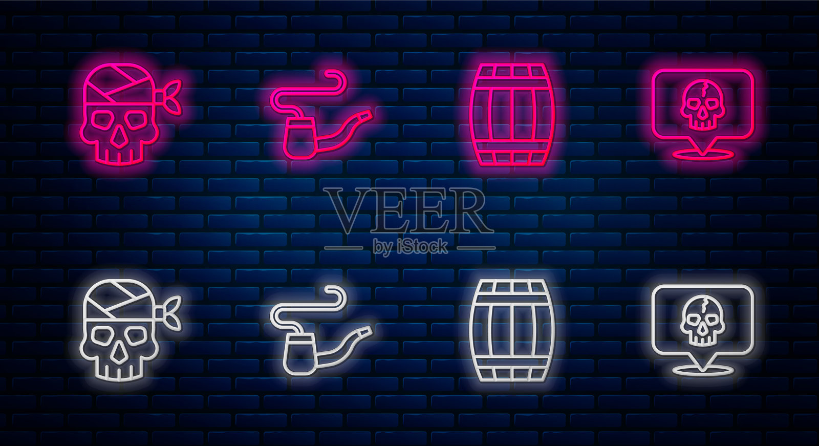 设定线抽烟斗木桶海盗插画图片素材