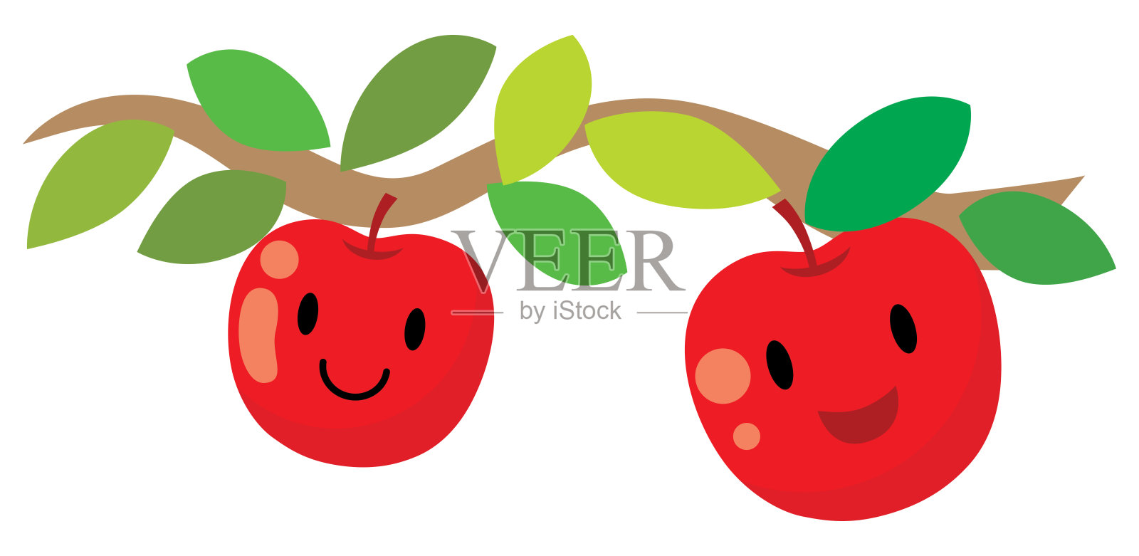 苹果树枝的插图。插画图片素材