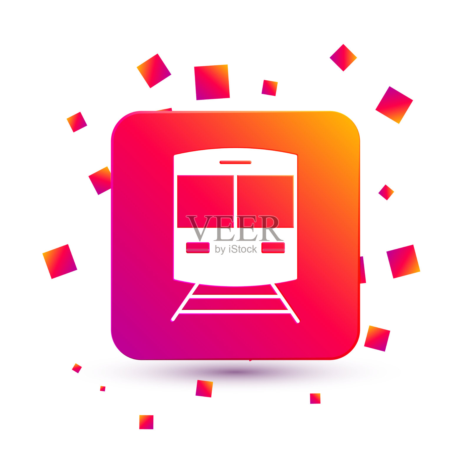 白色的火车和铁路图标孤立在白色上插画图片素材