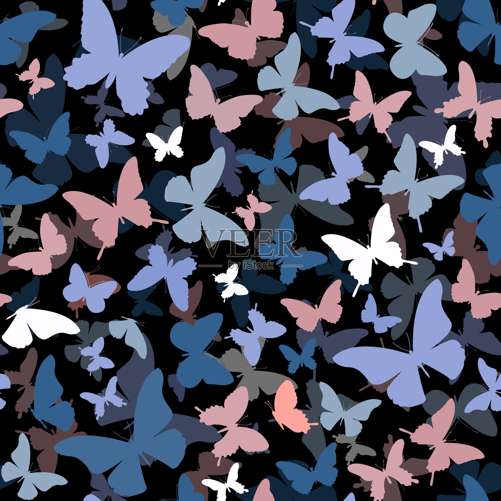 蝴蝶无缝模式。矢量插图。插画图片素材