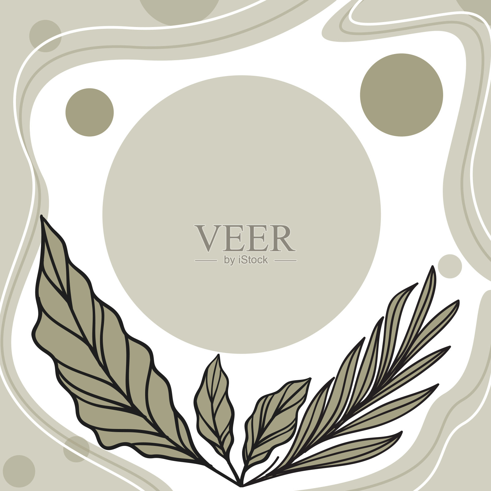 简单的自然背景与热带树叶的社交媒体帖子。插画图片素材