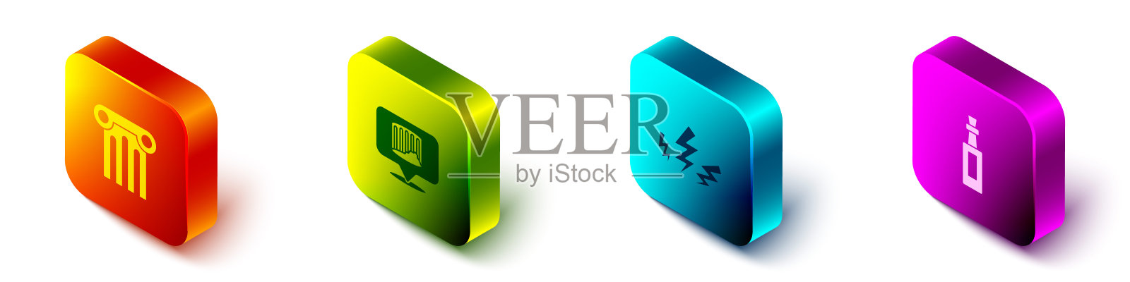 古代圆柱,宙斯和橄榄油的图标。向量图标素材