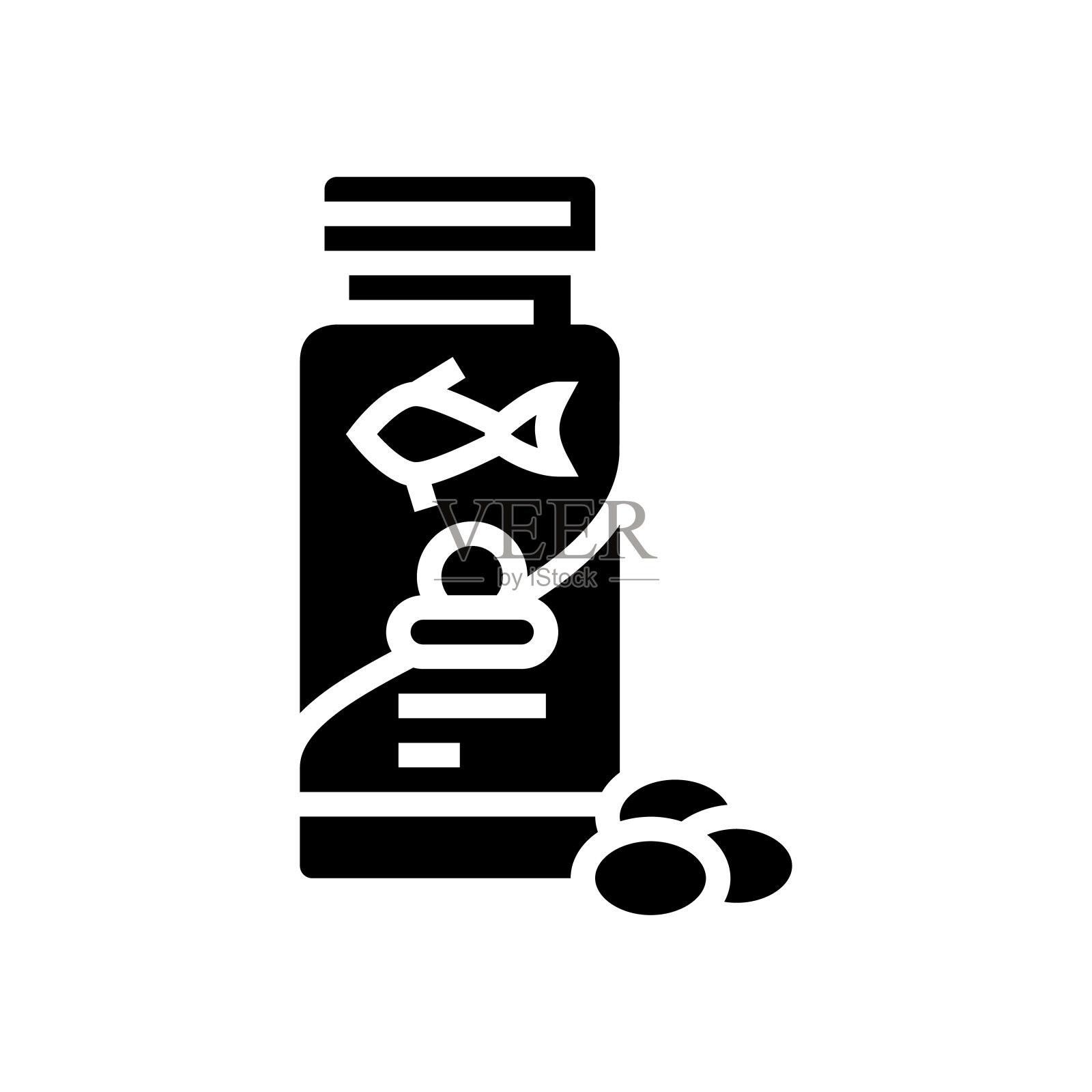 鲑鱼omega3油字形图标矢量插图图标素材