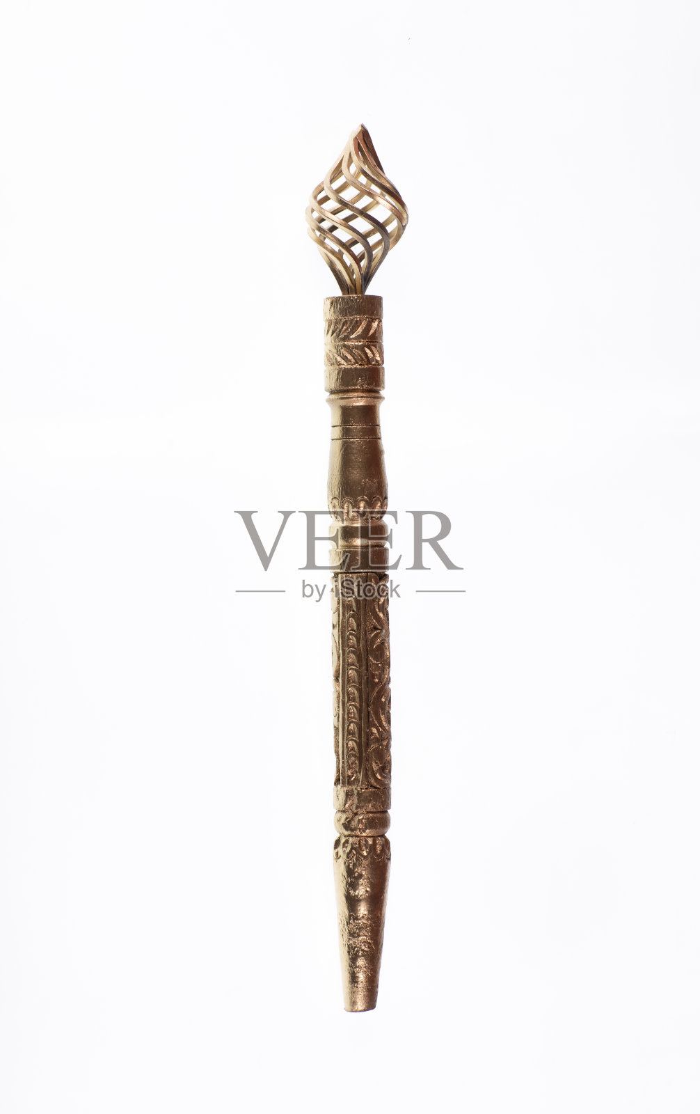 白色背景上孤立的金色权杖照片摄影图片