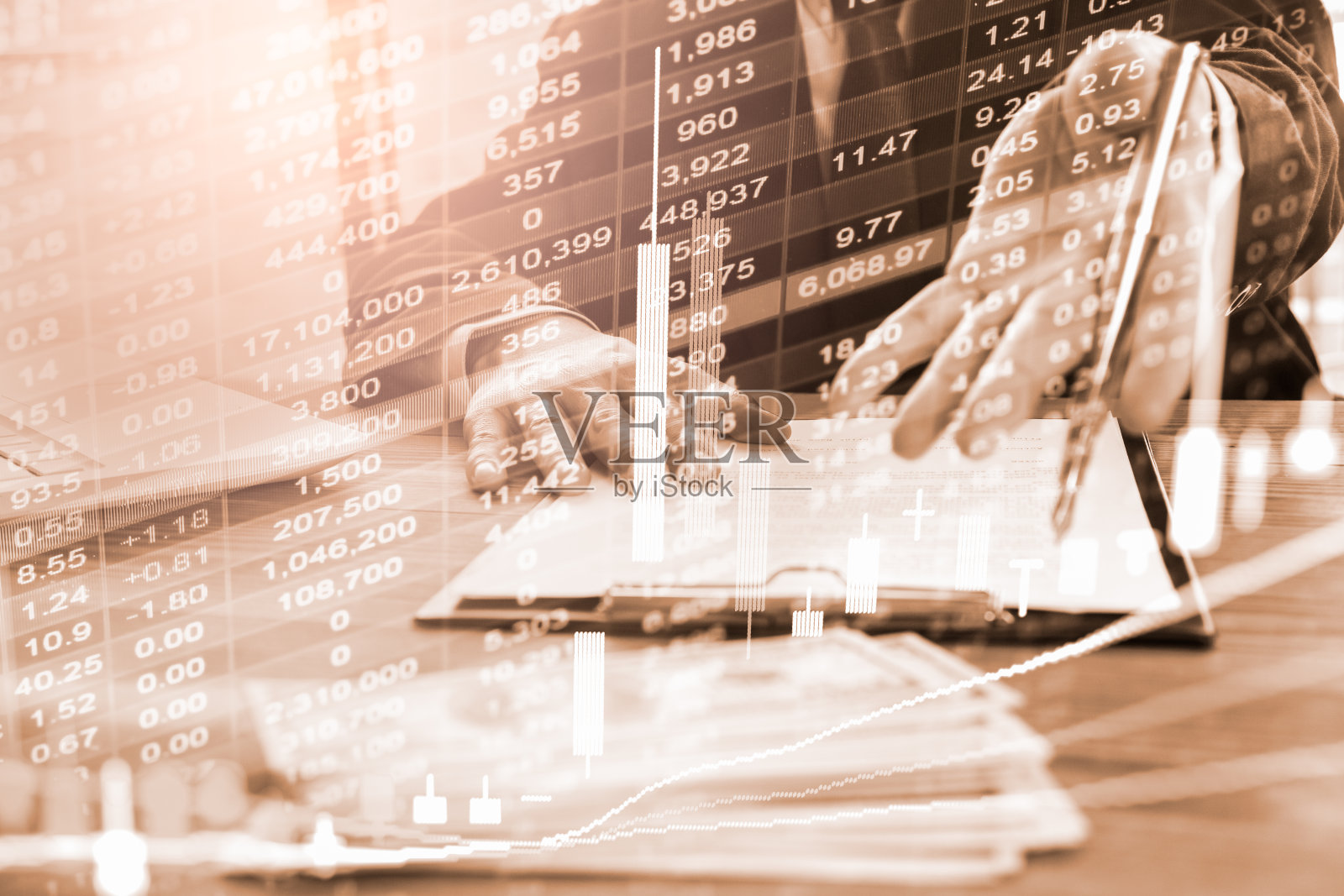 股票市场或外汇交易图表和烛台图适合金融投资概念。经济趋势背景下的商业理念和所有的艺术作品设计。抽象的金融背景。照片摄影图片