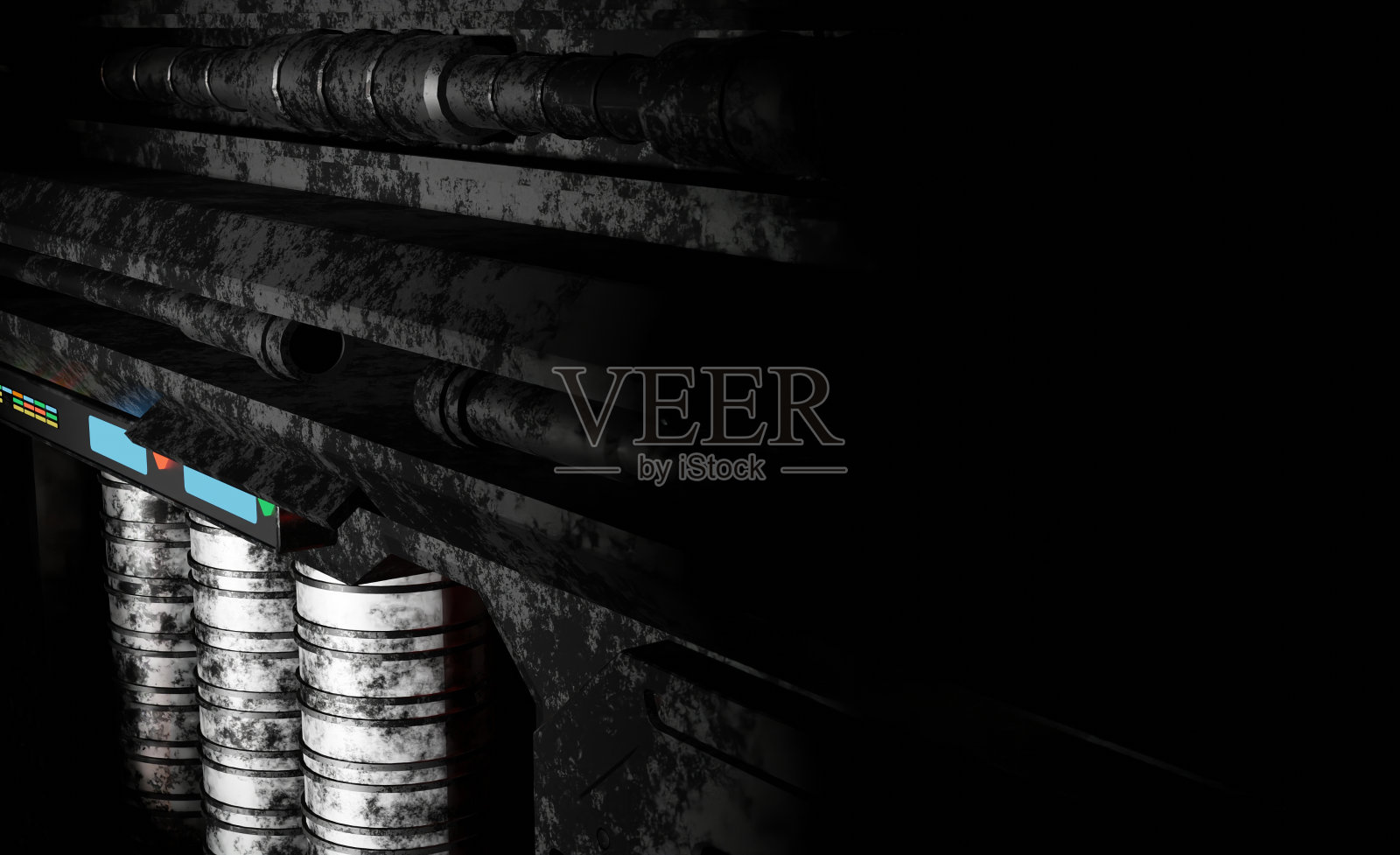 黑暗中的钢实验室控制室照片摄影图片