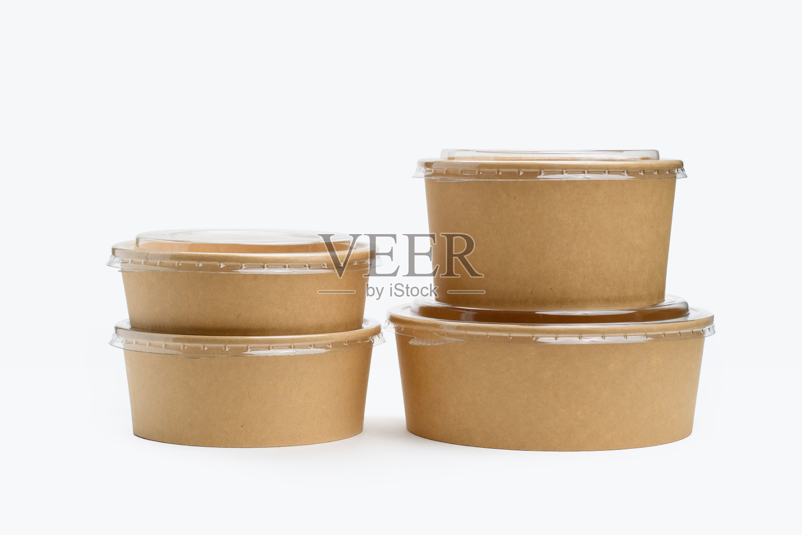 白色背景上有盖子的送餐纸容器照片摄影图片