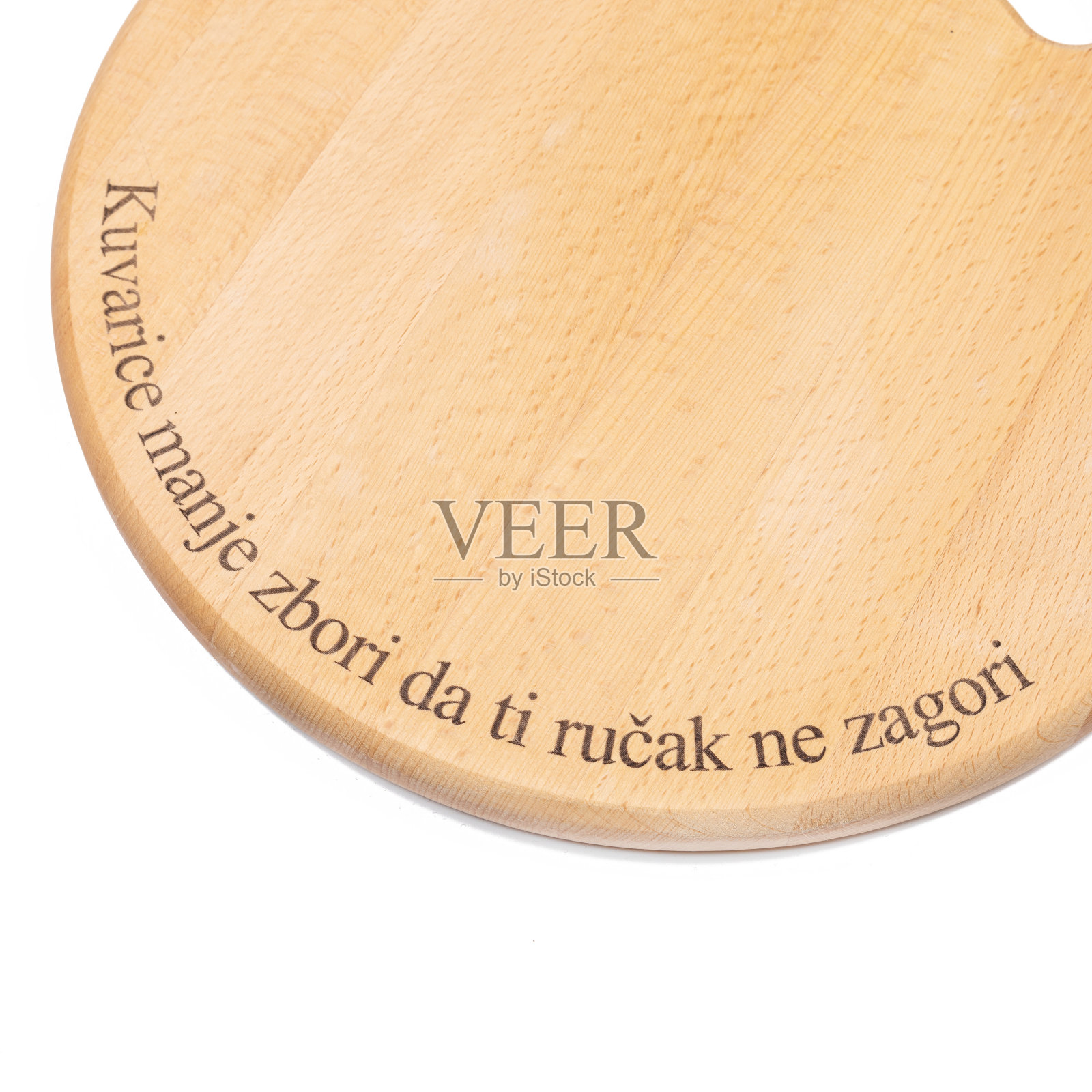 圆形木制厨房砧板孤立在白色背景之上照片摄影图片