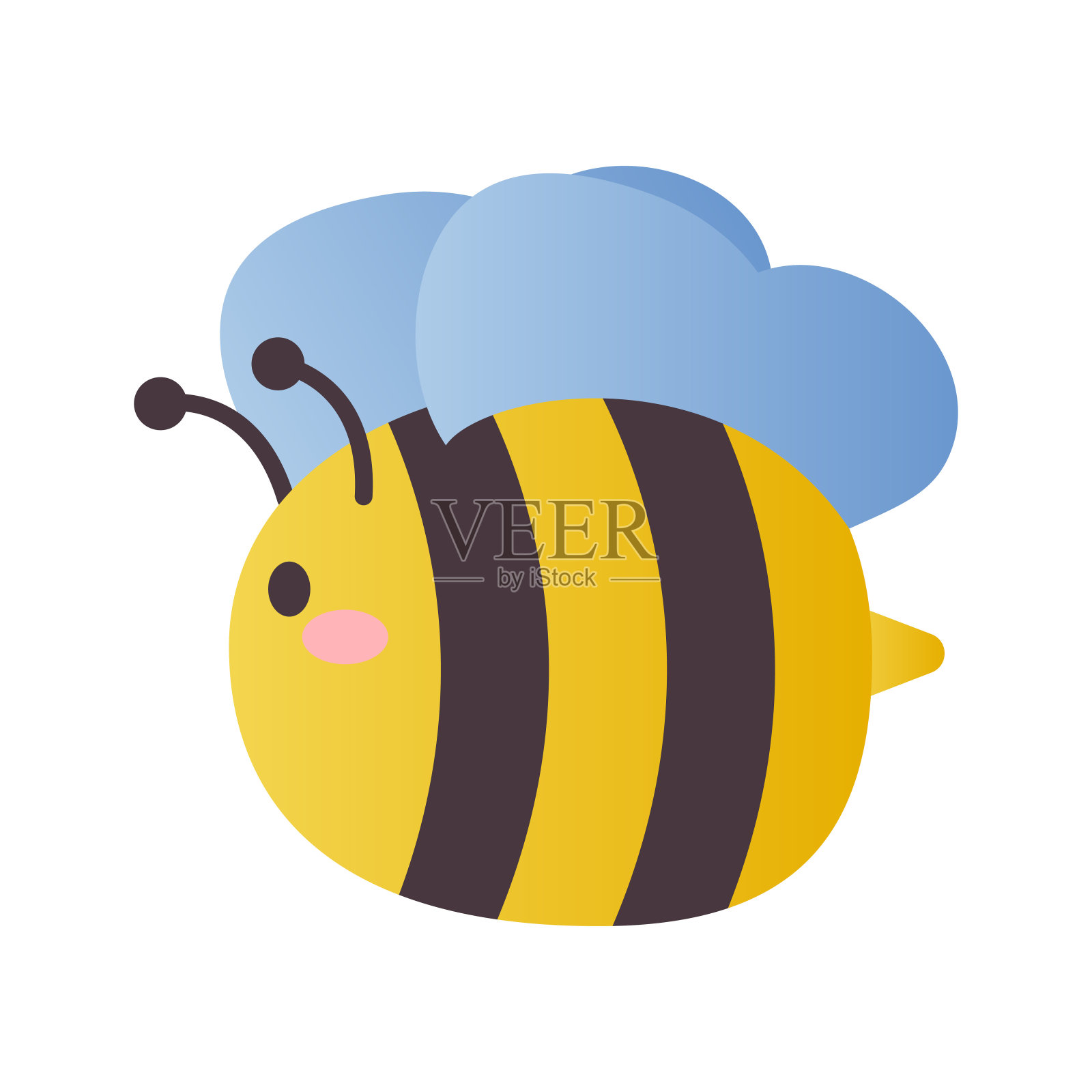 昆虫可爱的蜜蜂卡通矢量插图孤立的对象插画图片素材