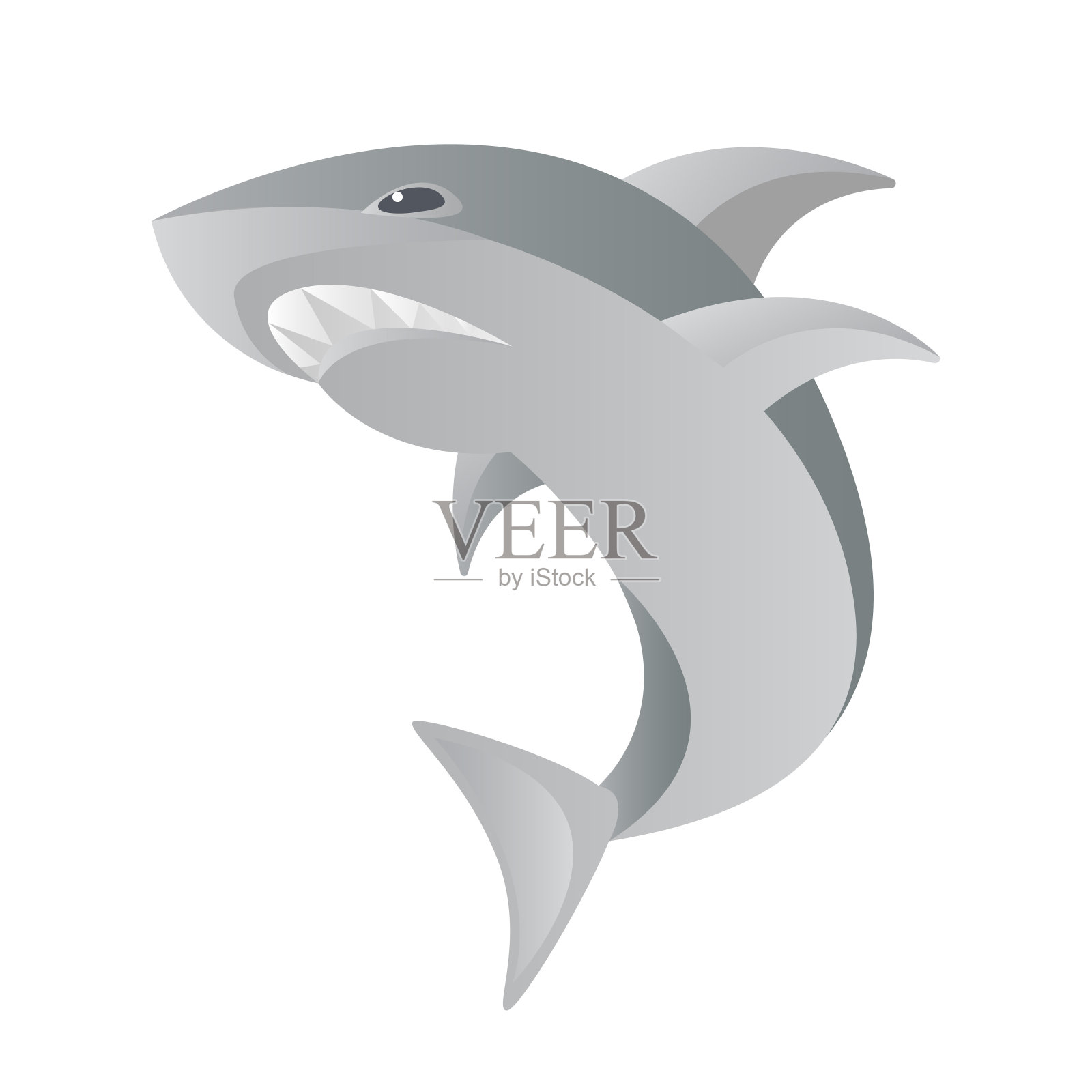 鱼鲨卡通矢量插图孤立对象插画图片素材