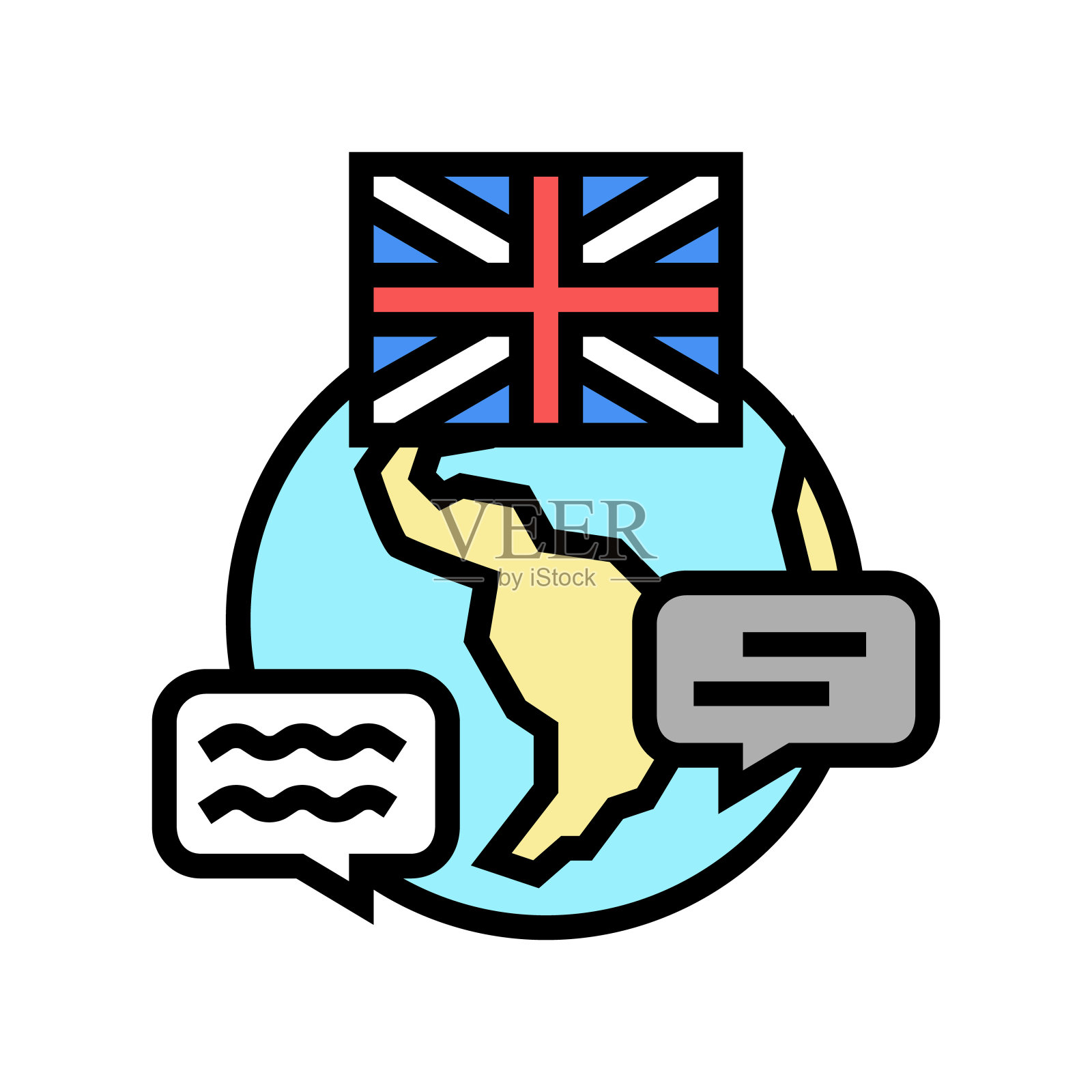 语言英文彩色图标矢量插图插画图片素材