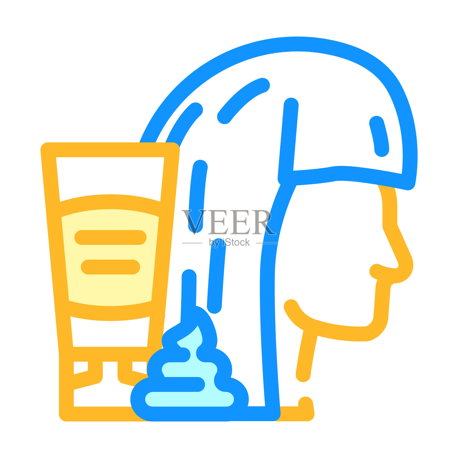 软膏,面具或发胶包颜色图标矢量插图插画图片素材