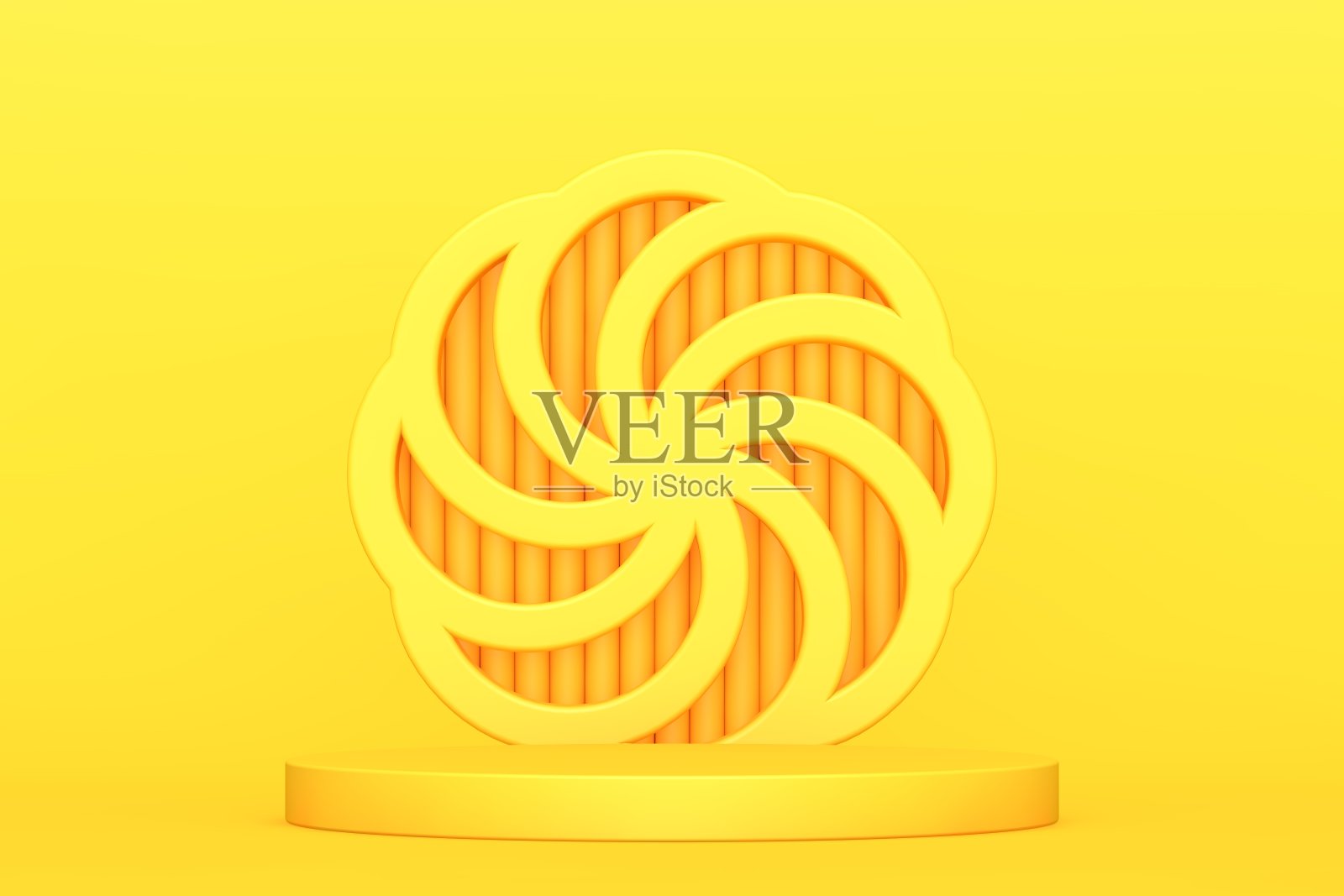 黄色的空白场景,空旷的产品展示舞台插画图片素材