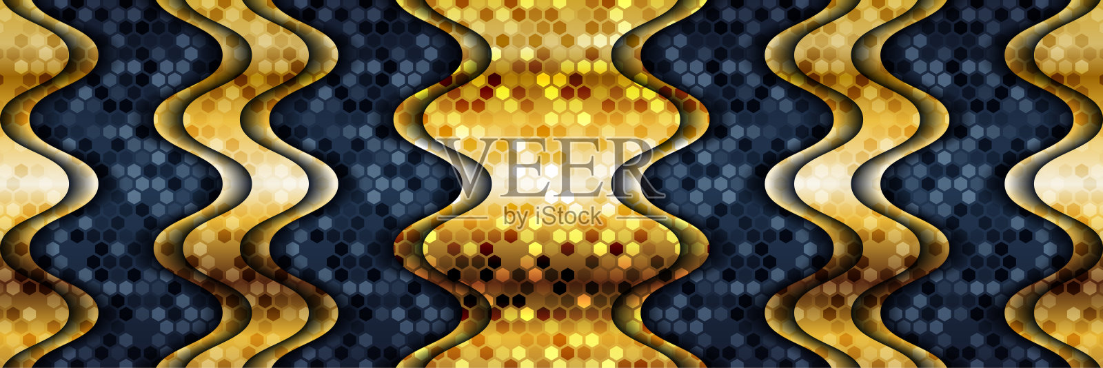 抽象模板深蓝色豪华背景与金色灯光线条插画图片素材