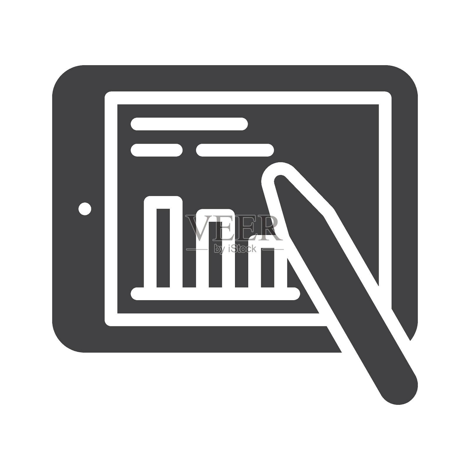 平板电脑与统计图表矢量图标插画图片素材