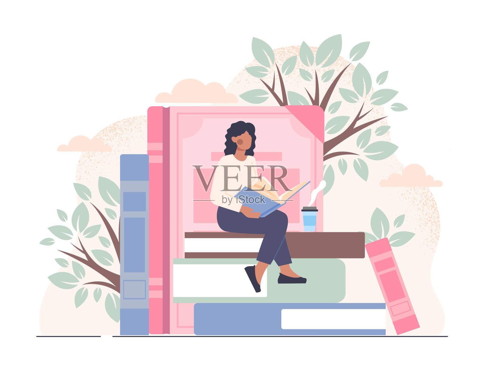 探索书本,打开学习新知识的大门插画图片素材