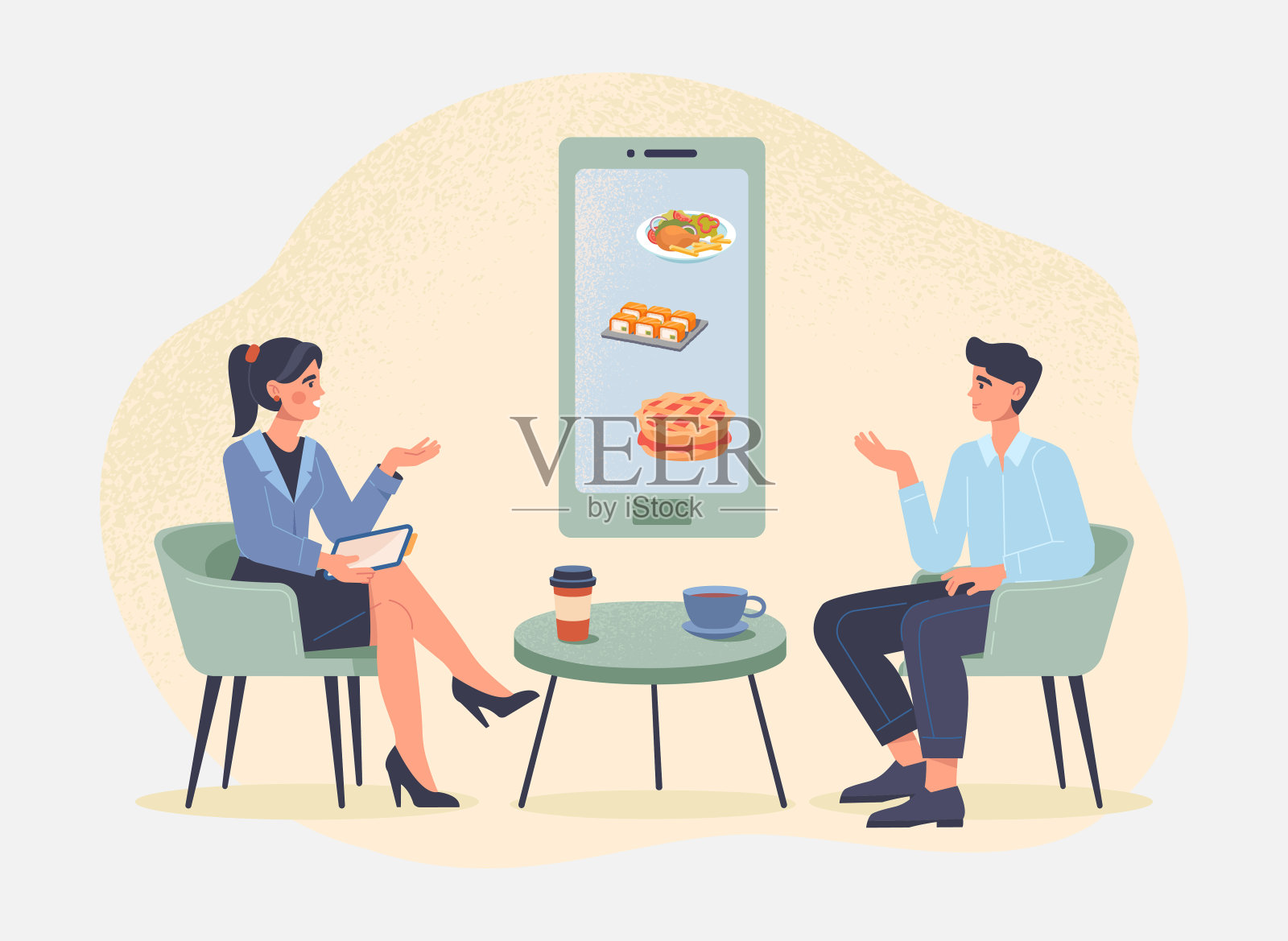 外卖抽象概念插画图片素材