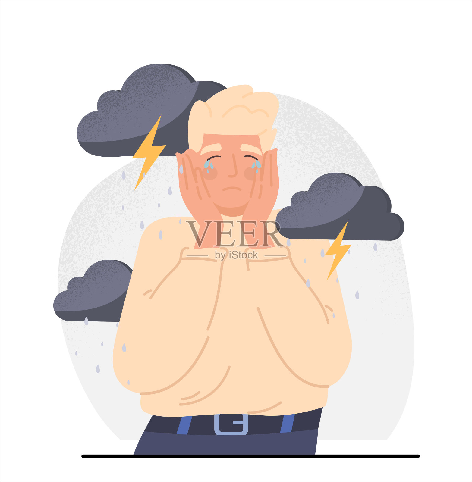 哭泣的概念插画图片素材