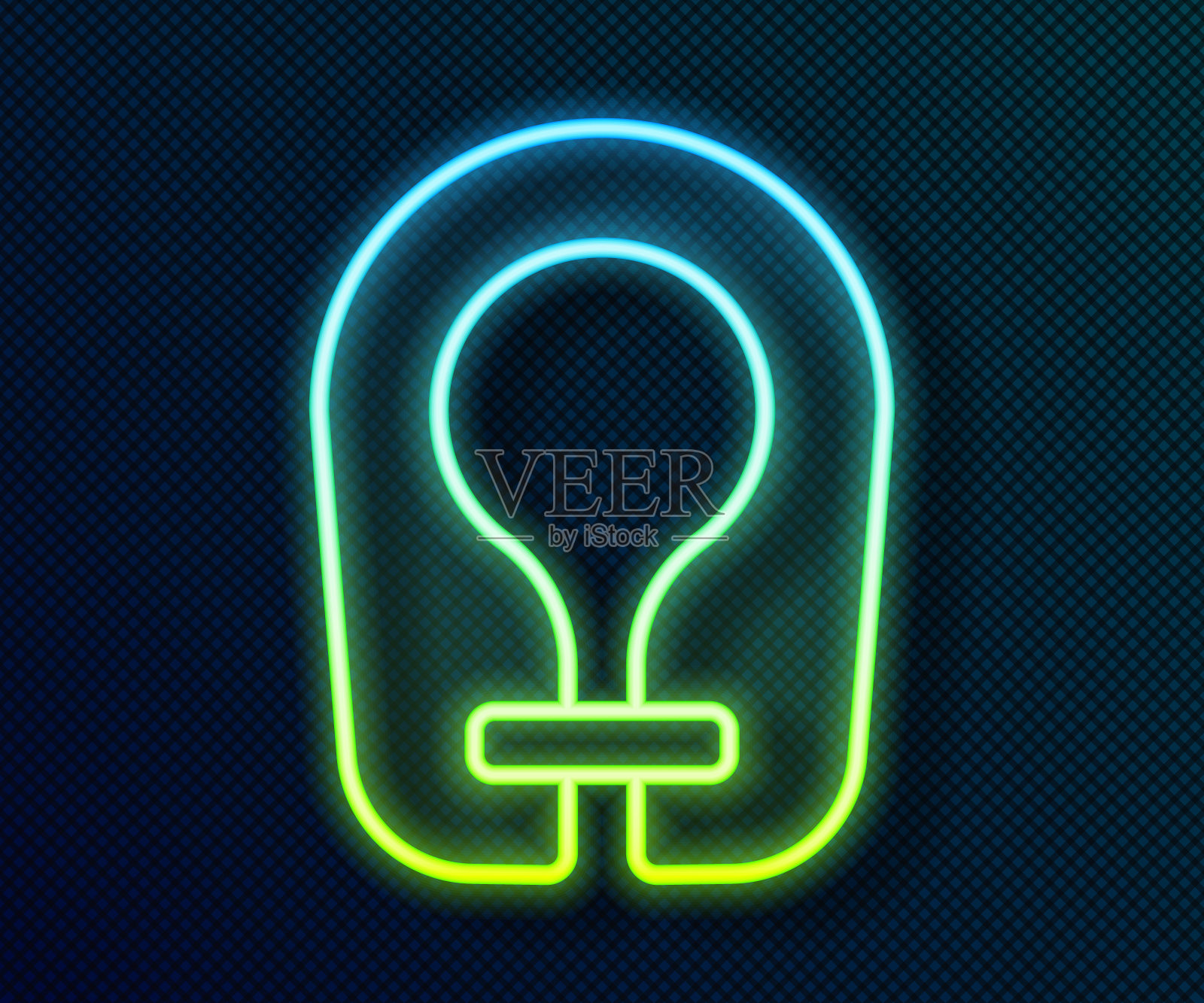 发光霓虹灯线救生衣图标孤立在黑色背景。救生衣图标。极限运动。运动设备。向量插画图片素材