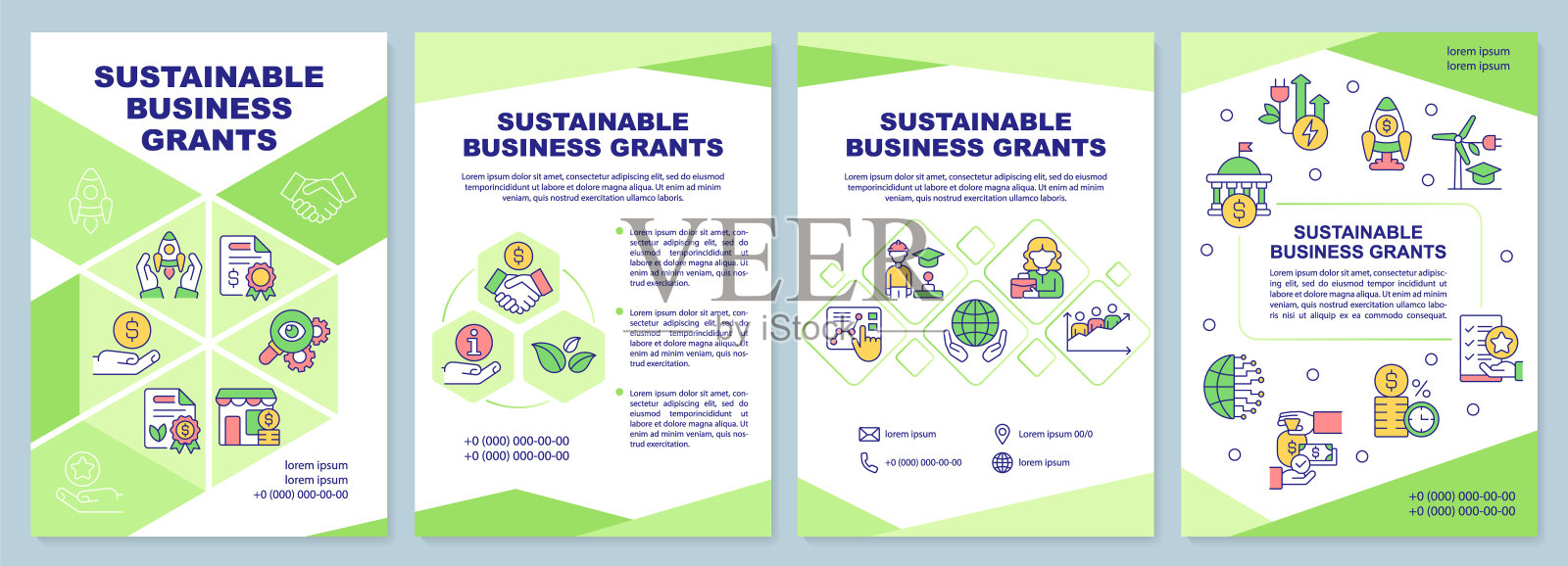 可持续商业资助绿色小册子模板设计模板素材