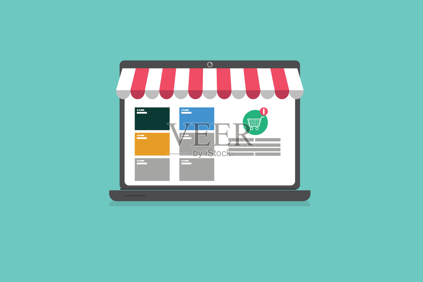 笔记本电脑屏幕上的在线商店概念插画图片素材