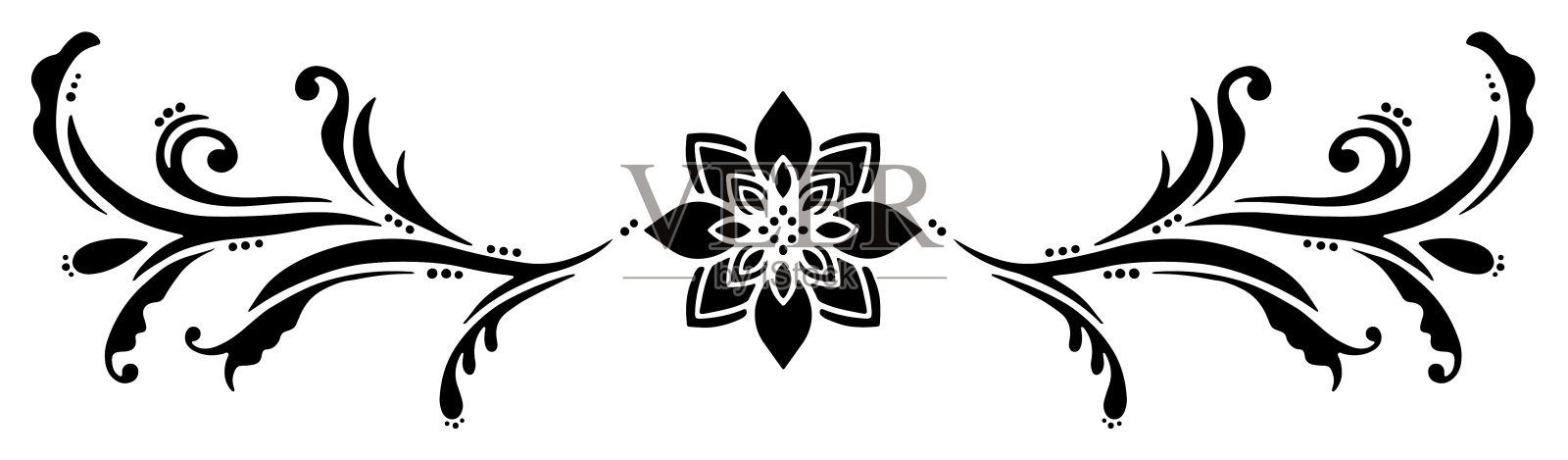 手绘的单色常春藤图案单项目矢量材料插画图片素材