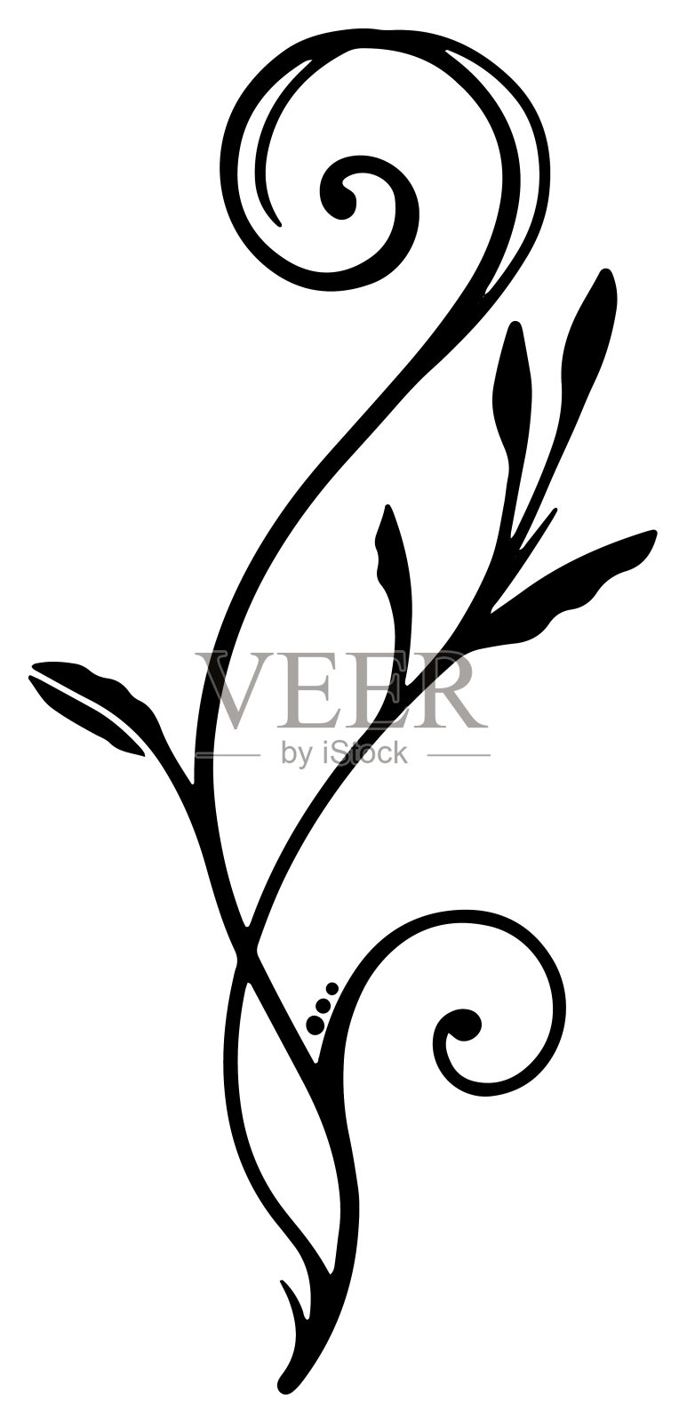 手绘的单色常春藤图案单项目矢量材料插画图片素材
