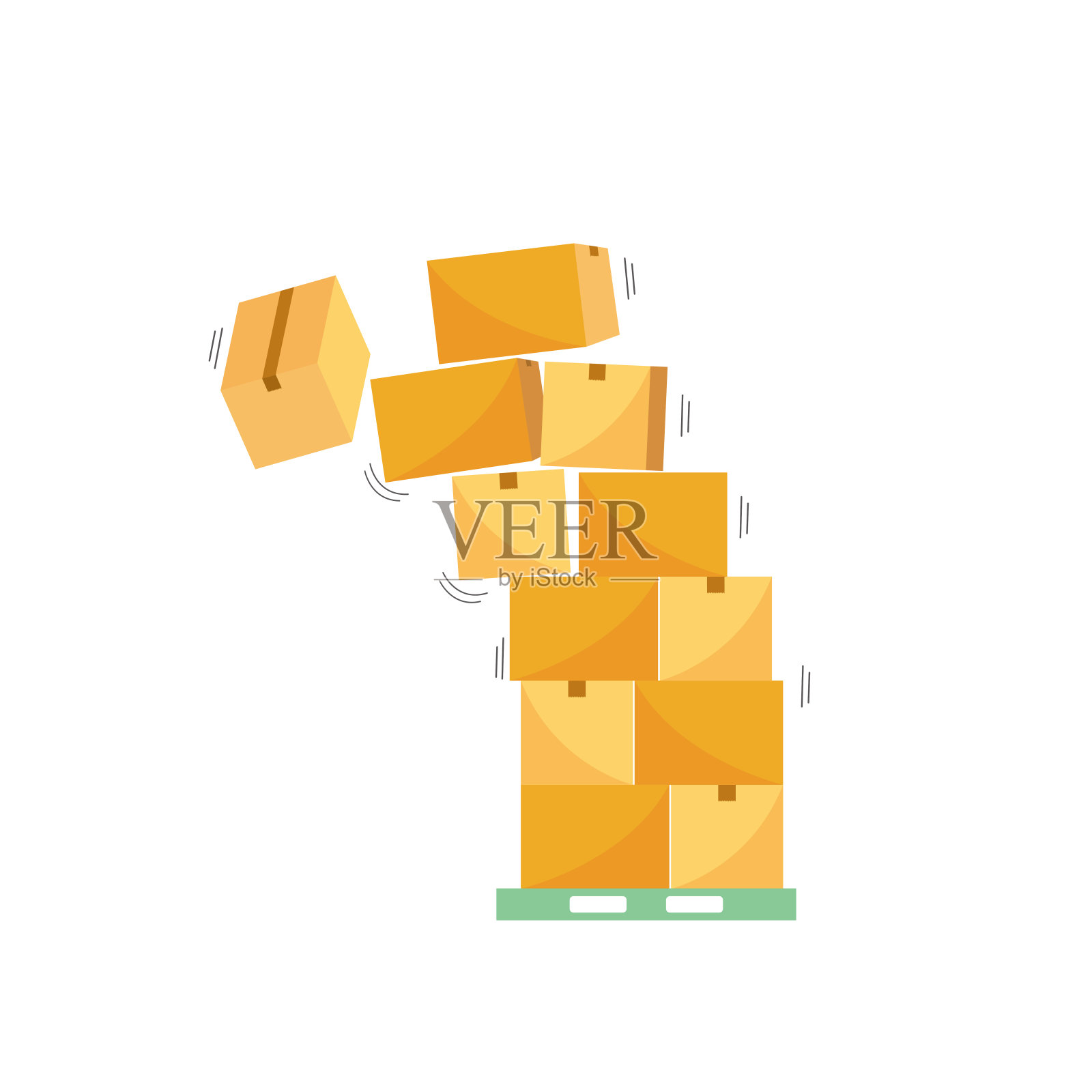 纸板堆积过多导致货物垮塌插画图片素材