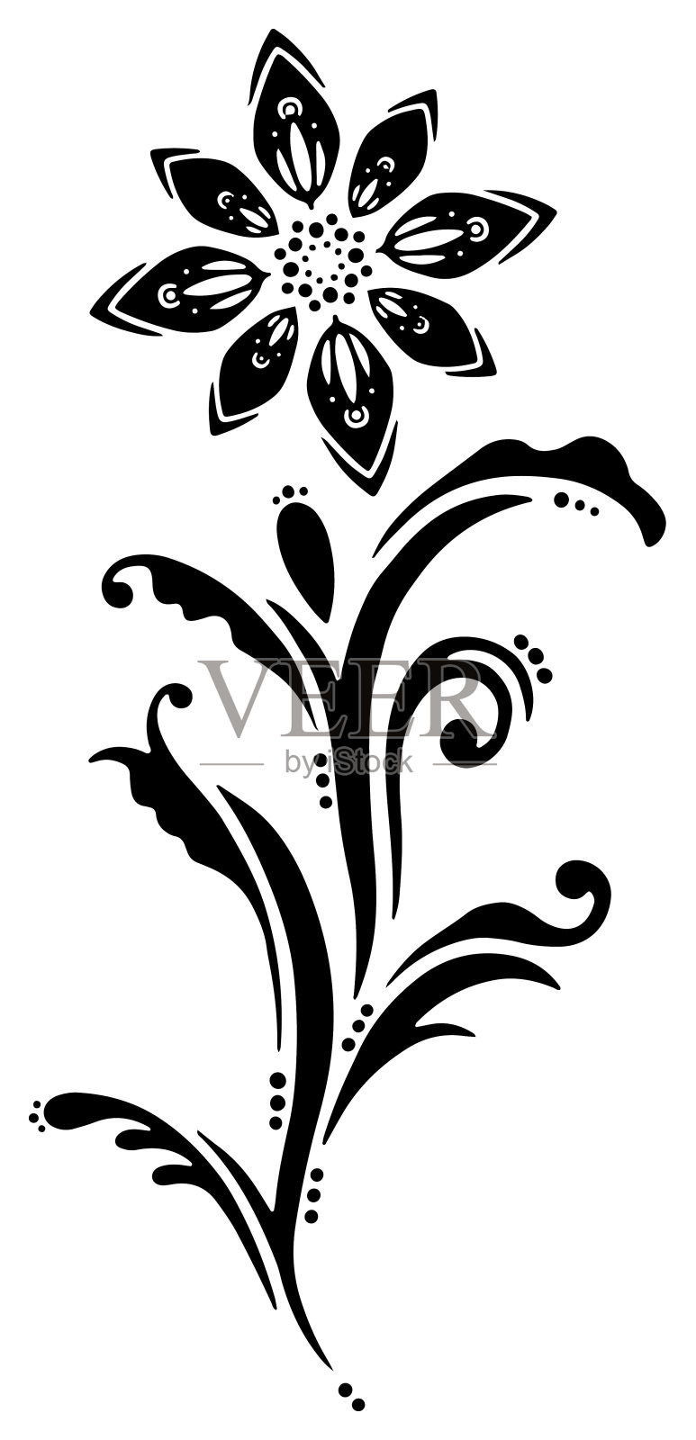 手绘的单色常春藤图案单项目矢量材料插画图片素材