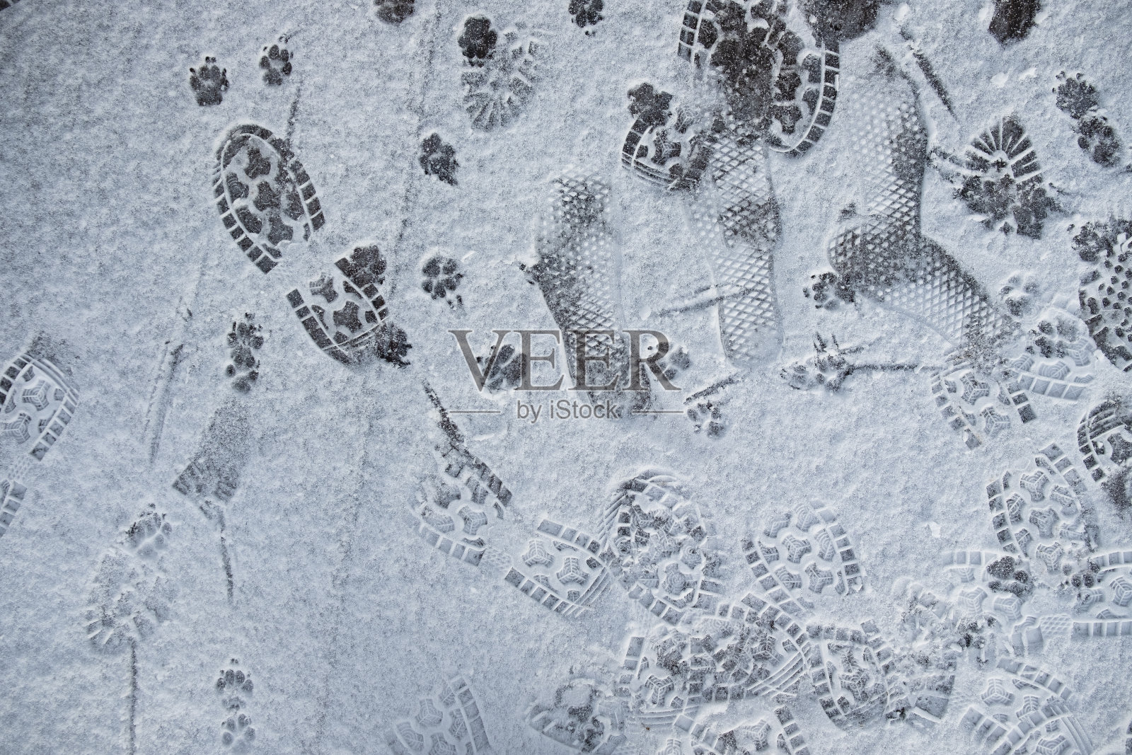 雪地上的脚印照片摄影图片