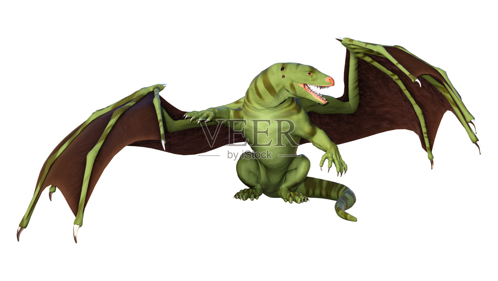 3D渲染童话龙在白色照片摄影图片