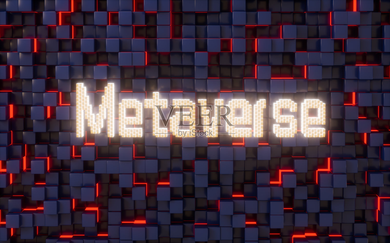 元概念与抽象立方体背景,三维渲染。照片摄影图片