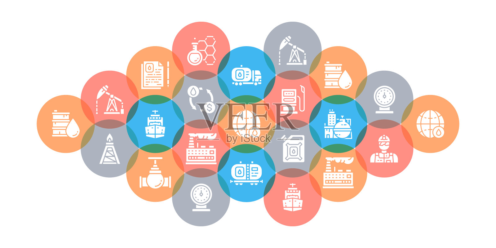 石油工业平面矢量图。燃料卡车,工程师,汽油,货船概念旗帜,网站设计或登陆网页。图标素材