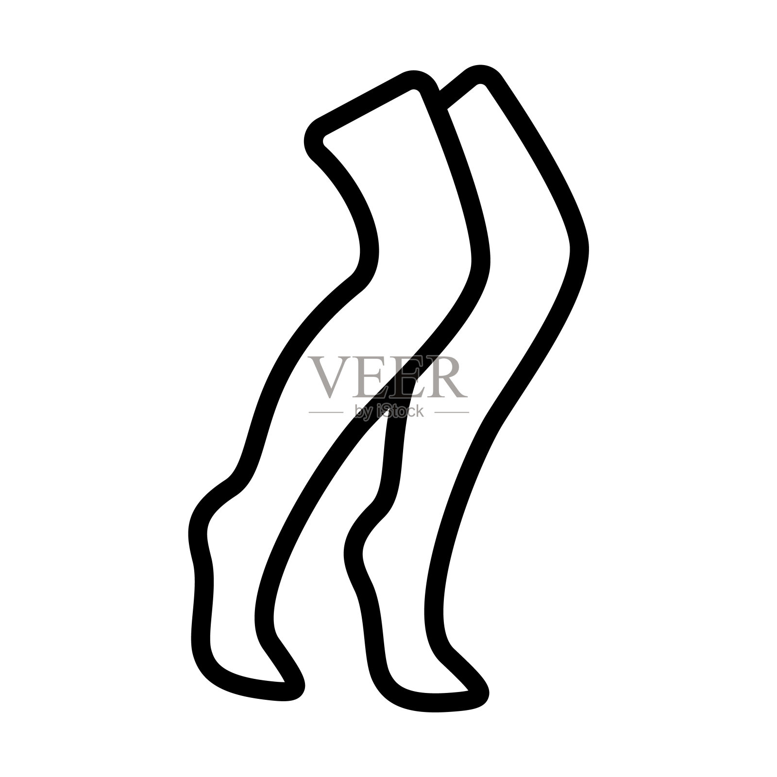 长筒袜图标从衣服收集。薄线形长袜,卡通,长袜轮廓图标孤立在白色背景。线向量丝袜符号,网络和移动的符号。插画图片素材