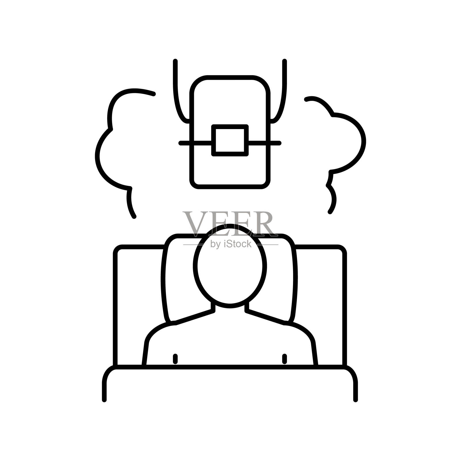 失眠牙齿支架线图标矢量插图插画图片素材