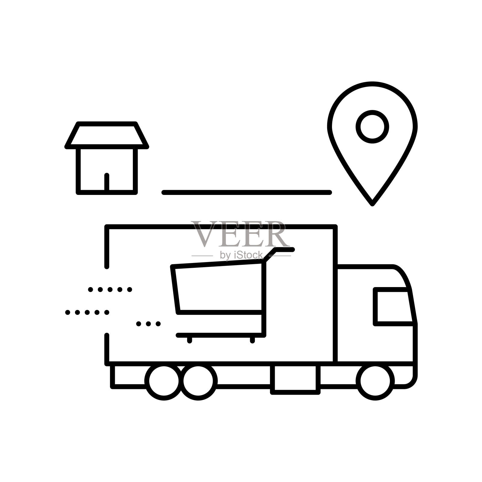 商店送货服务线图标矢量插图插画图片素材