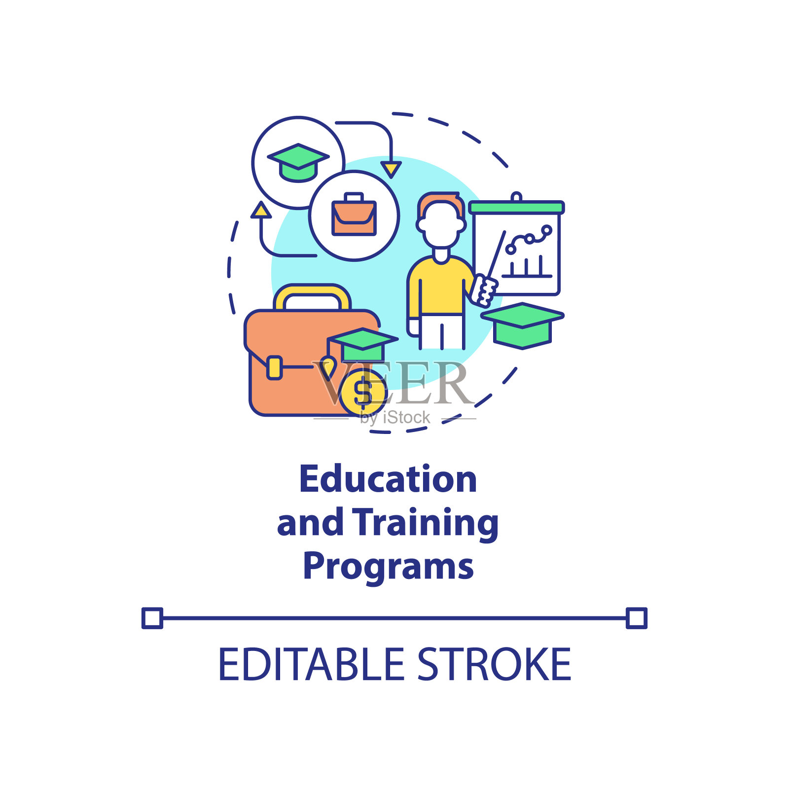 教育和培训项目概念图标插画图片素材