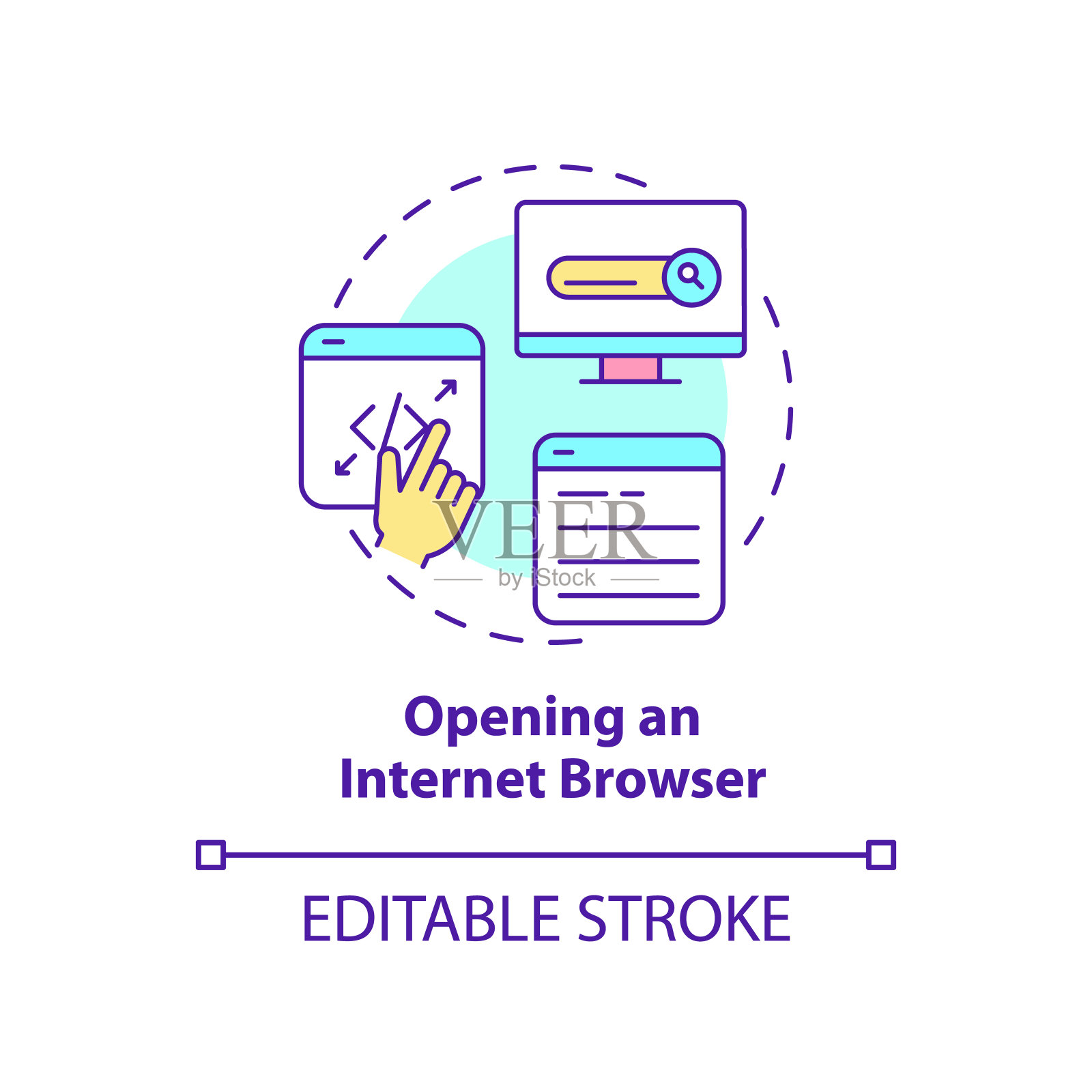 打开internet浏览器的概念图标插画图片素材