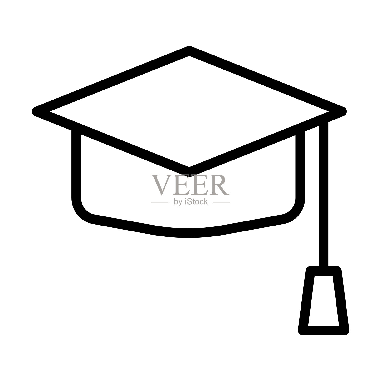 毕业典礼图标由企业收藏。单薄的线性毕业典礼,学院,教育大纲图标孤立在白色背景上。线向量毕业典礼符号,符号为网。插画图片素材