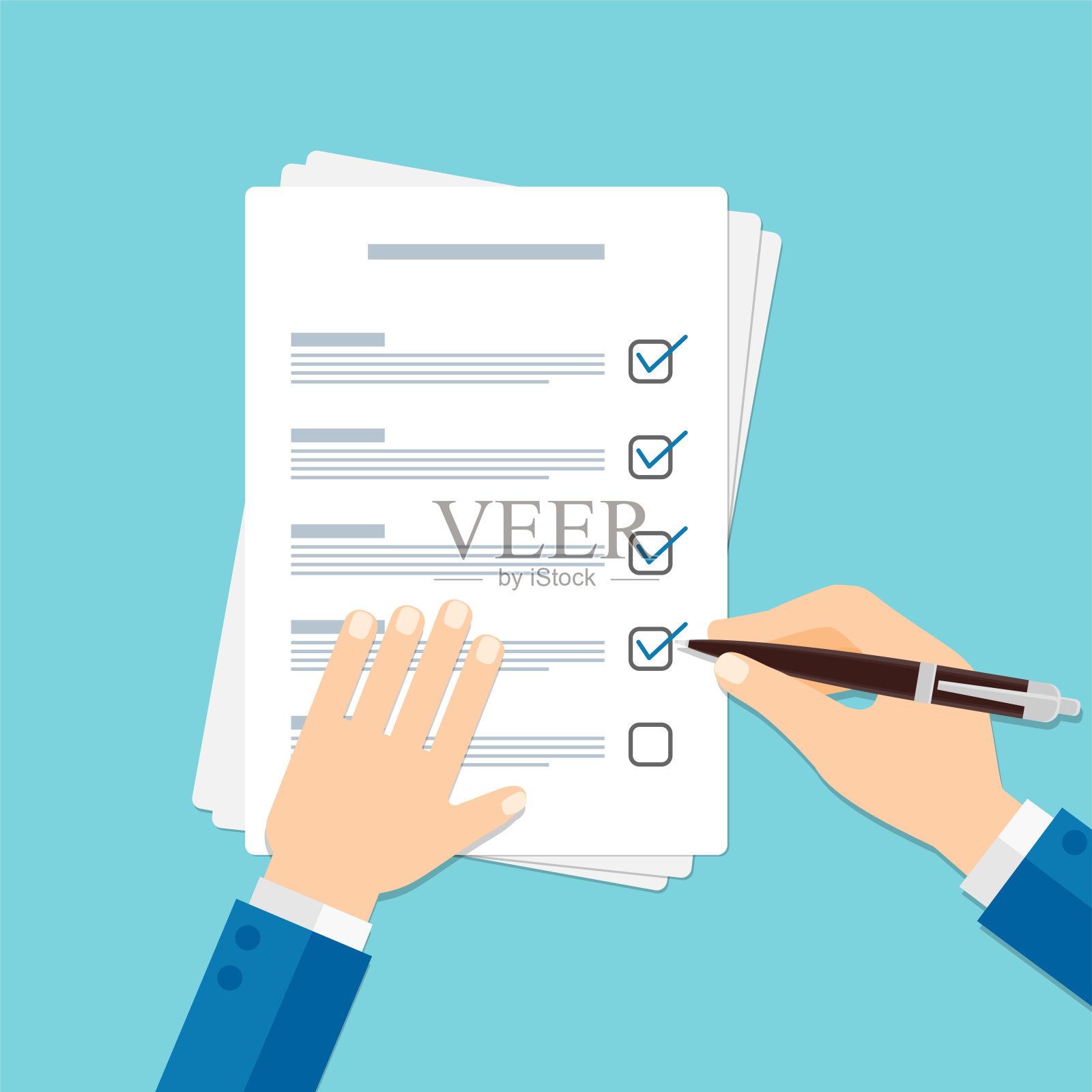 检查标志插画图片素材