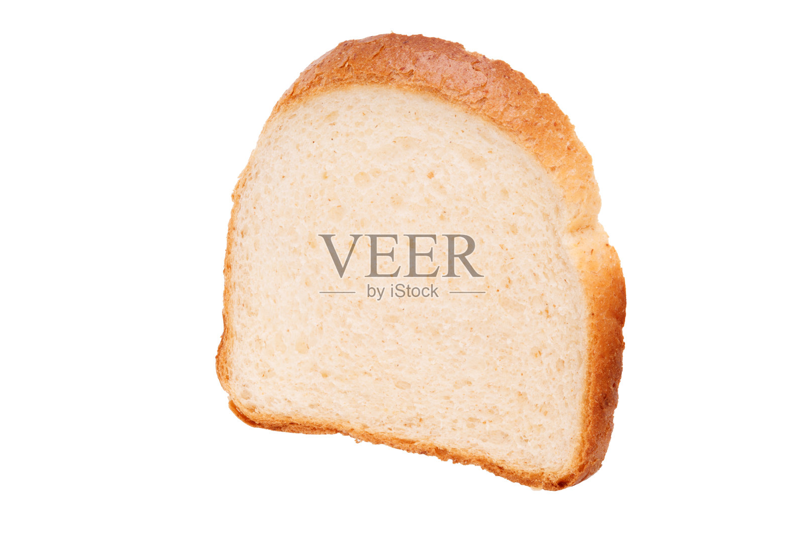 一片小麦面包孤立在白色的背景上。侧视图照片摄影图片